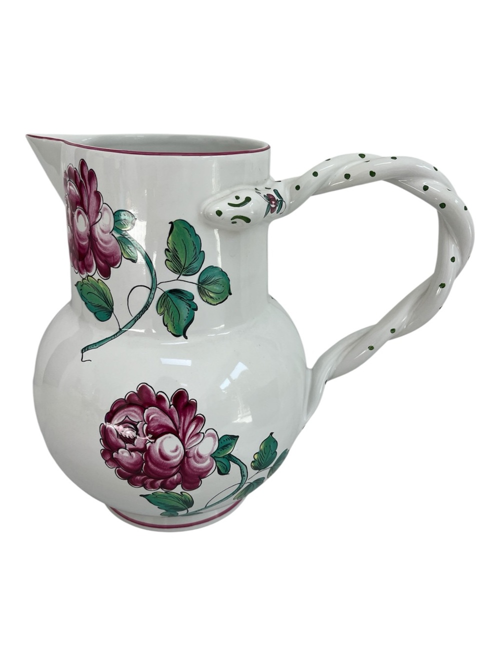 TIFFANY & CO Vintage Large Strasbourg Flowers Pitcher Vase Snake Handle Portugal